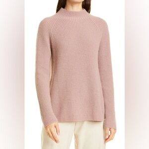 Vince Mock Neck Shaker Cashmere Sweater in Beet Root XS